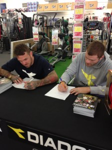 Dane Swan and Heath Shaw answering questions for our Blog at Sportsmart Northcote